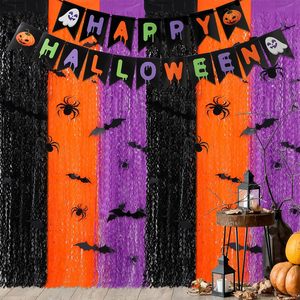 Cortina <span class=keywords><strong>de</strong></span> Flecos Metálicos con Diseño <span class=keywords><strong>de</strong></span> Calabaza, Fantasma, Murciélago y <span class=keywords><strong>Sombrero</strong></span> <span class=keywords><strong>de</strong></span> <span class=keywords><strong>Bruja</strong></span>, Decoración <span class=keywords><strong>de</strong></span> Fondo para Fiesta <span class=keywords><strong>de</strong></span> Halloween, Personalizable - Product Image 2