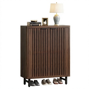 Meuble à chaussures moderne en bois avec étagères amovibles pour un montage rapide, idéal pour salon de villa, mobilier de maison personnalisable et autoportant - Product Image 4