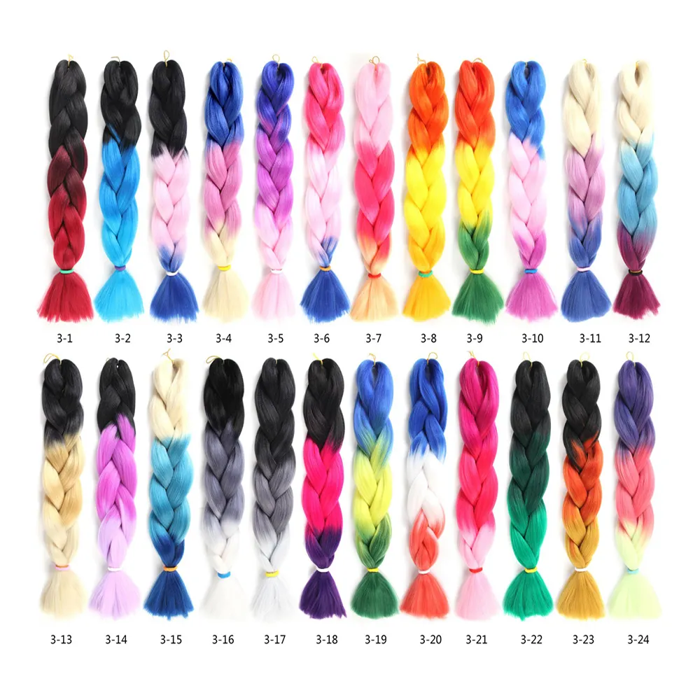 Colored Rainbow Purple Blue Blonde Pure Piano Braiding Hair Synthetic Jumbo Braids Hair Extension