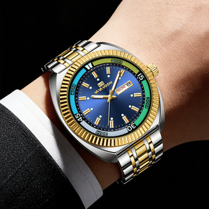 Montre pour homme avec bracelet en acier, double calendrier, cadran lumineux, montre de style professionnel, montre à quartz étanche. - Product Image 6