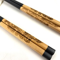 Ensemble cadeau de baguettes japonaises en bois à motif gravé de dragon du zodiaque chinois de nouveau design