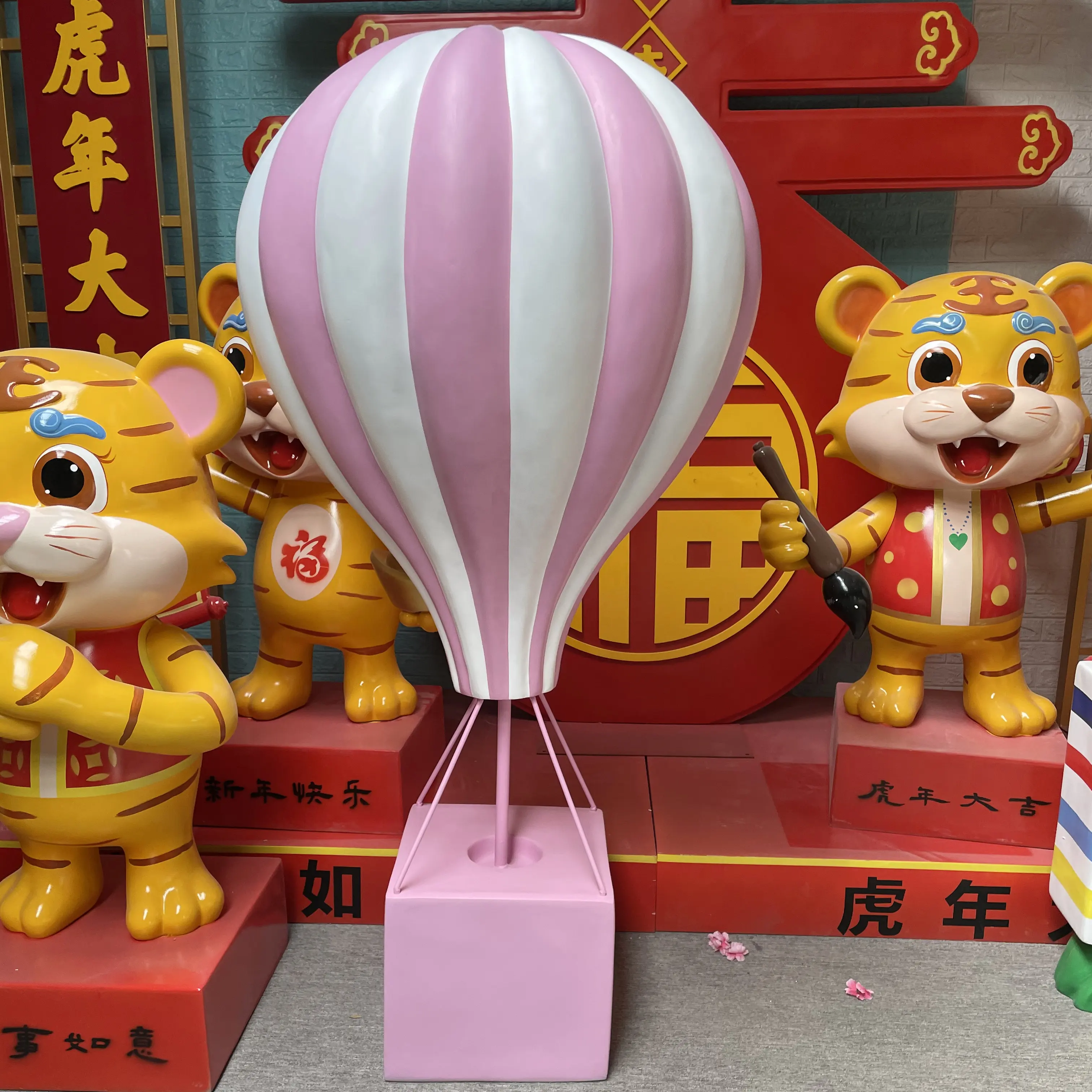 Balões de fibra de vidro rosados para ar quente, balão em fibra de vidro com display de balão para ar quente e ar quente