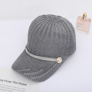 Gorra de Béisbol Tejida, Transpirable e Impermeable de 7 Paneles con Adorno de Diamantes de Imitación, Unisex, para las Cuatro Estaciones, para Viajes y Ocio al Aire Libre - Product Image 1