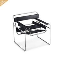 Fauteuil Designer Haut de Gamme Moderne en Similicuir de Selle pour Salon, Chambre, Hôtel, avec Cadre Métallique