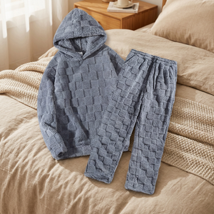 Edoor Wears New Style Heavyweight <b>Thermal</b> 100% <b>Wool</b> Designer Casual Knitted Crew Neck Hooded Pullover Sets Autumn Custom Logo - Product Image 3