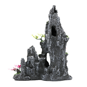 ของตกแต่งตู้ปลาถ้ำหินรูปวิวภูเขาภูเขาเทียมตกแต่งตู้ปลาตู้ปลาสำหรับถ้ำปลาที่หลบซ่อนตัวของปลากัด - Product Image 5
