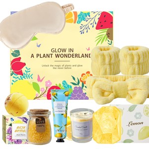 Lemon Fragrance Spa Bath Gift Box Scented Candle Shower <b>Gel</b> Set Valentine's Day Mother's Day Gift for Ladies Spa Home Relax <b>Kit</b> - Product Image 2