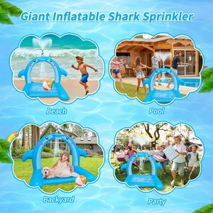 สปริงเกอร์ฉลามเป่าลมขนาดใหญ่พร้อมลูกบอลน้ำ ของเล่นเล่นน้ำกลางแจ้ง - Product Image 5