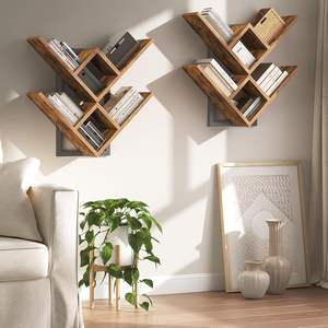 رف حائط حديث على شكل شجرة ، عائم هندسي لغرفة المعيشة - Product Image 3