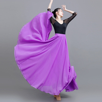 Jupe de danse du ventre décontractée pour femmes, style pendule à 720 degrés, couleur unie, gitane, vêtements de pratique pour danser