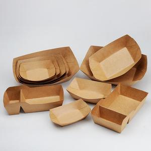 Bandeja de Papel Kraft Reciclable con Logotipo Personalizado, Tazón en Forma de Barco para Comida para Llevar, Caja para Empacar Papas Fritas - Product Image 1
