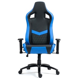 Chaise de bureau ultime en cuir synthétique bleu avec mécanisme synchronisé inclinable pour la détente et les pauses – Améliorez votre expérience de <span class=keywords><strong>jeu</strong></span> - Product Image 1