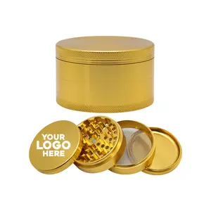 4 "Big Size Large Herb Grinder Benutzer definiertes Logo Räucher mühle für Tabak 4 Teile Gold Rot Farbe Rauch zubehör Großhandel