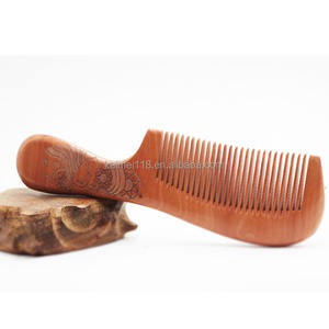 Q36 Boutique Peine de <span class=keywords><strong>madera</strong></span> de sándalo color melocotón envejecido, antiestático, para la caída del cabello, con logotipo personalizado, al por mayor - Product Image 5