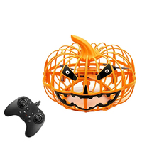 Mainan RC Labu Halloween, Quadcopter Labu dengan Kandang Pelindung, Mainan Remote Control Bentuk Labu Mini, Custom