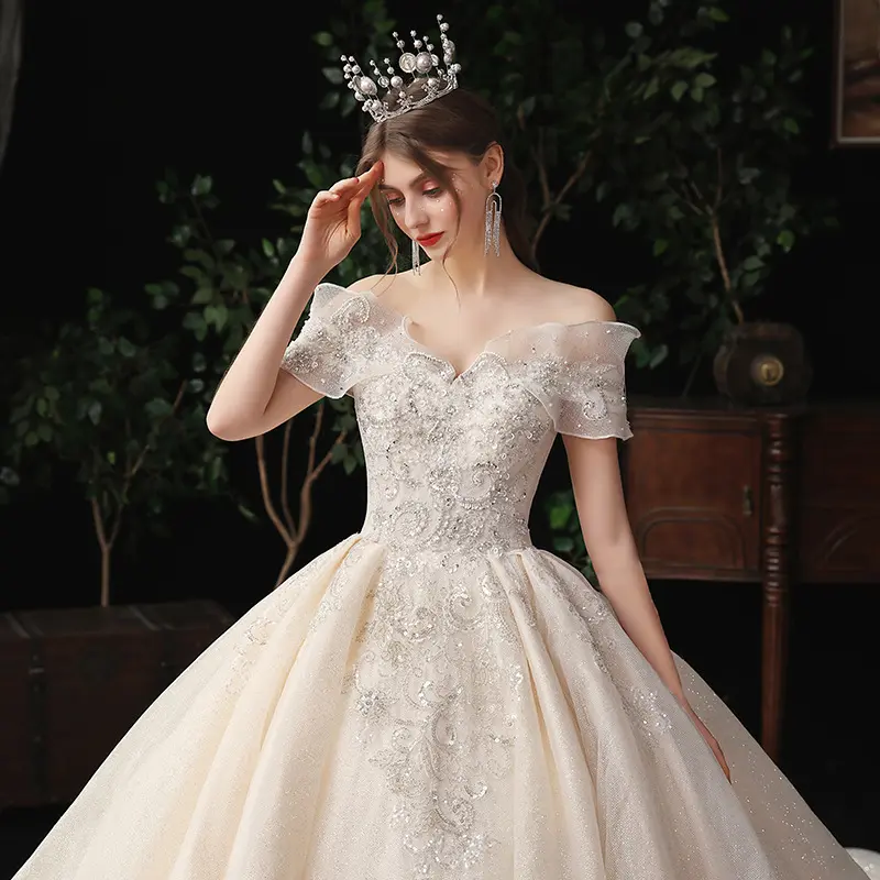 Luxury Design Backless Wedding Dress Ball Gown wedding gown bridal dress