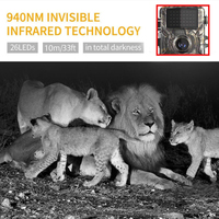 Caméra de chasse étanche 1080P 16MP pour la faune, vision nocturne, portée de détection réglable 1-80 pieds, alimentée par batterie, 90° de détection