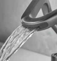 Nouvelle Tendance Robinet de Lavabo Cascade Moderne Gris Anthracite Créatif Minimaliste en Laiton avec Mitigeur Chaud/Froid et Cartouche Céramique