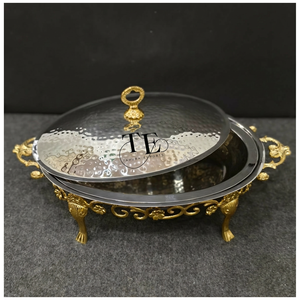 2026 High On Demand Top Trending Oval Style Chafing Dish With Ornate <b>Legs</b> Hammered Lid High Quality Brass And Stainless Steel - Product Image 2