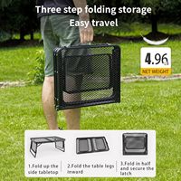 Table pliante de camping en fer moderne pour l'extérieur - Portable, noire, carrée, 2 places