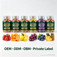 Gummies pré-entraînement en gros pour adolescents et adultes, boost de guarana, caféine, B12, 70 pièces, saveur fruits mélangés, OEM ODM, approvisionnement en vrac