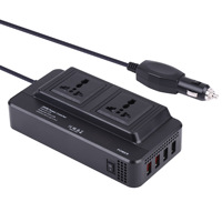 Convertisseur de courant transfrontalier pour voiture 12V 220V 200W, transformateur norme britannique, port USB, affichage numérique LED, protection contre la surchauffe pour véhicules