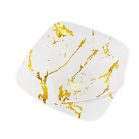 Assiettes en plastique carrées modernes de 7/9/10 pouces, nouvelle arrivée, couleur personnalisée avec design marbré