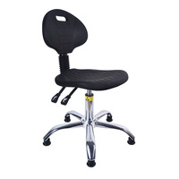 Chaise pivotante noire à hauteur réglable avec pieds en acier inoxydable Tabouret de laboratoire