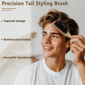 NOUVEAU Brosse à cheveux en bambou, peigne de coiffage pour barbe, brosse à barbe en poils de sanglier, peigne de soin pour barbe homme, brosse de nettoyage multifonctionnelle - Product Image 3