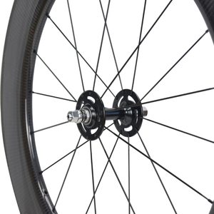 Juego de ruedas de carbono 700C de 88 mm de perfil, 3K brillante, con radios Twill/Sapim Leader SA-1423 para bicicleta de pista, compatible con neumáticos 700C - Product Image 6