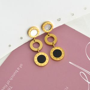 ต่างหูแบบห้อย สแตนเลสสตีล 304/316L ชุบทอง 18k ประดับเพชรซิคอน กันน้ำ ไม่เป็นสนิม ขายส่ง สำหรับทุกเพศ - Product Image 1