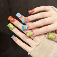 Faux Ongles à Presser Faits Main Motif Plumeria Pois Aura French Manucure Nude Pastel Brillant Effet Rosé 10 Pièces – Lot de Faux Ongles