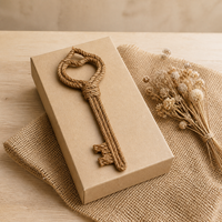 Décoration murale en corde de jute naturelle en forme de clé squelette pour chambre, entrée, salon, style rustique et campagnard