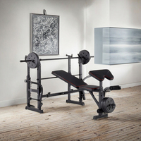 Rack de musculation multifonction en métal pliable et réglable avec banc, équipement de fitness pour la force et la sécurité, haltères inclus