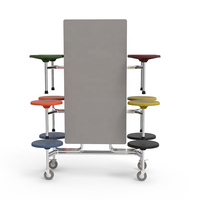 12 tabourets pliants mobiles, table et chaise de cantine scolaire pour cafétéria