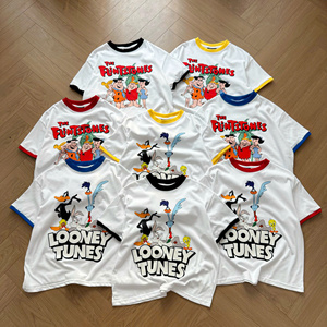 Camiseta unisex Oversize Fit 100% algodón manga corta cuello mixto y estampado de 2 vías de camisetas de algodón elástico Hombre - Product Image 1