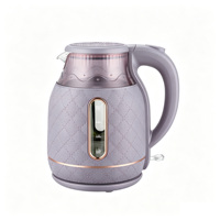 Bouilloire électrique rose en verre 1,8 L avec indicateur de niveau d'eau et arrêt automatique mécanique pour la préparation du thé à domicile