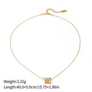 Joyería minimalista de acero inoxidable chapada en oro de 18 quilates, Gargantilla de circonita cúbica de forma redonda, collar para mujer - Product Image 6