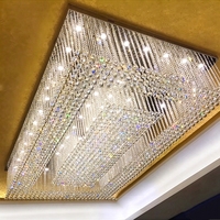 Plafonnier carré moderne en cristal doré, luminaire pour hall d'hôtel, salon, restaurant, projet