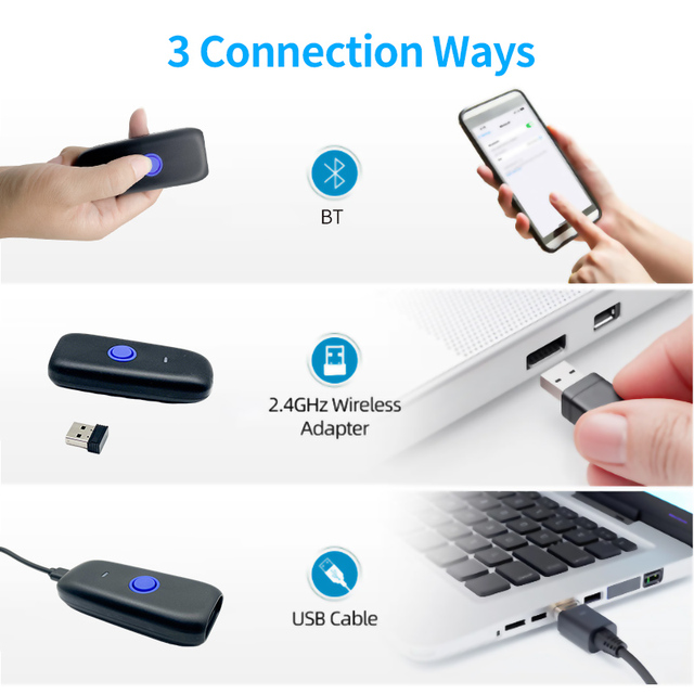 JINGXIN Wholesale Manual Automatic Modes Mini Pocket Wireless Blue Tooth CCD Portable Barcode Scanner