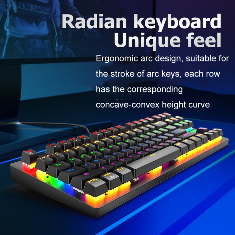 ZIYOULANG K2 87 Keys Office Laptop Punk Glowing Keyboard