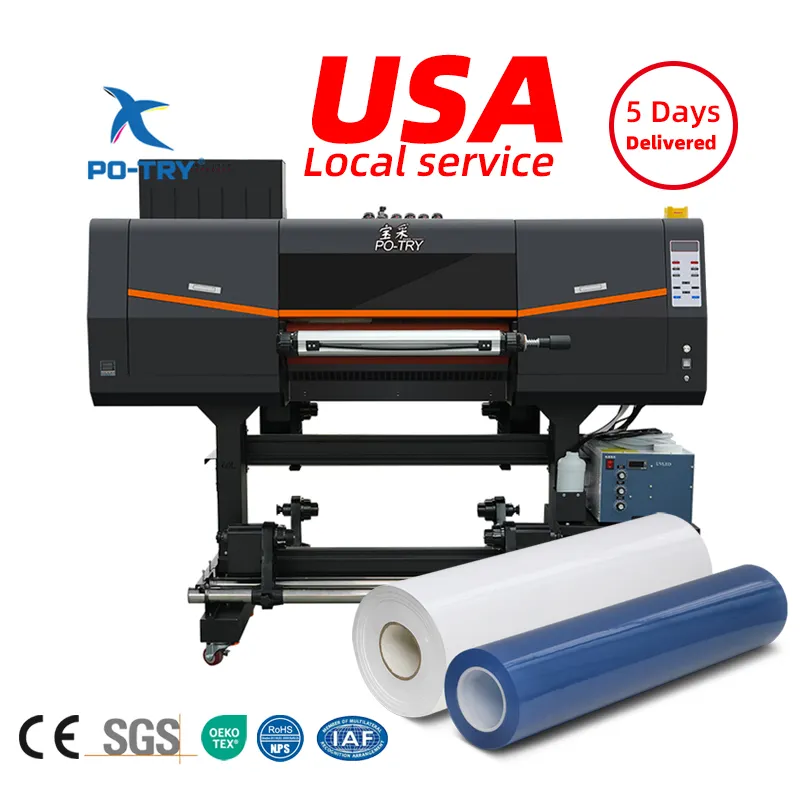 POTRY 60CM 24 Inch i3200 3 Printhead 2 in 1 All in One Printing and Crystal Sticker UV DTF Printer With Laminator
