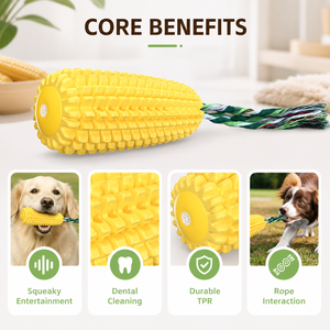 Wholesale Eco Friendly TPR Natural Rubber Corn Squeak Dental Molar <strong>Dog</strong> Chew Toys for Small Medium Puppies Toothbrushing Training - Product Image 4