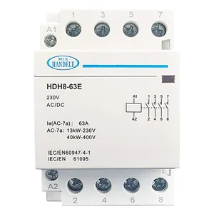 Kontaktor listrik HDH8-63E, 4P 2NO 2NC 63A 40A 32A 230V modular ac/DC