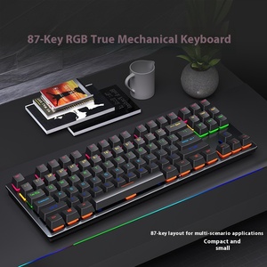 Venta caliente 87-Key <span class=keywords><strong>RGB</strong></span> Iluminado Teclado mecánico con cable Moldeado por inyección Keycap para Office ESports Green Axis Keyboard - Product Image 4