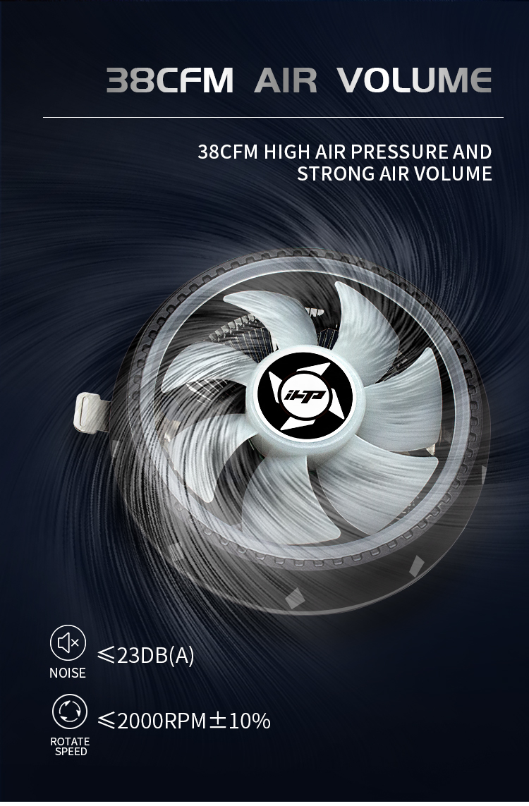 Computer multi-platform CPU radiator black heat sink RGB cool fan downblow mute 12CM streamer support 115X 1200 1700 AM4