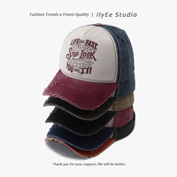 Topi Baseball 6 Panel Unisex Bahan Katun Twill 100% Model Baru 2026, Cetak Huruf Vintage, Dapat Disesuaikan, Puncak Keras, Tinggi