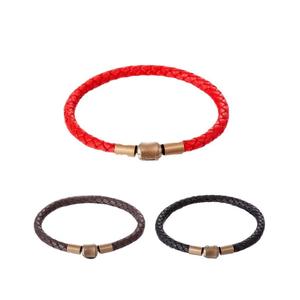 Brazaletes de Cuero PU Trenzado a la Moda, Unisex, Negros con Cierre Dorado, para Regalo, Joyería - Product Image 5