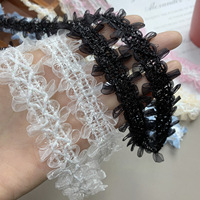 Ruban de dentelle élastique de luxe tissé, à double couche, avec volants doux en tulle et volants pétales, pour vêtements de bébé, lingerie, robes et projets DIY