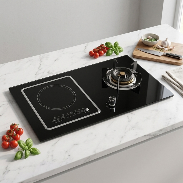 Built-in Gas and Induction Combined Cooktop Dual Use Kitchen Stove LPG/NG Electric Induction Cooker for Household Use